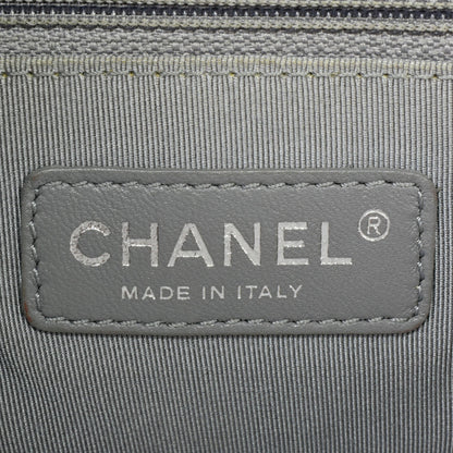 Chanel Boy Chanel Coco Mark Chain Shoulder Bag No. 16 (Manufactured In 2012) Metallic Gray Leather
