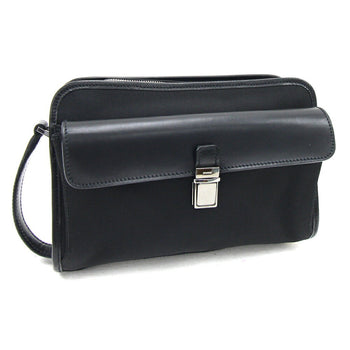 Gucci Second Bag 108844 Black Nylon Canvas Leather Clutch