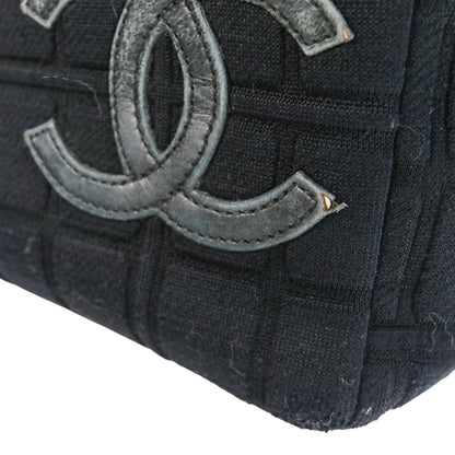 Chanel Cotton Jersey Chocolate Bar Chain Handbag Tote Bag In Black