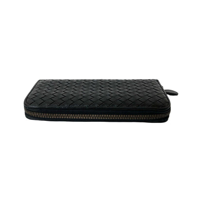 Bottega Veneta Intrecciato Round Zip Leather Long Wallet With Bill Compartment