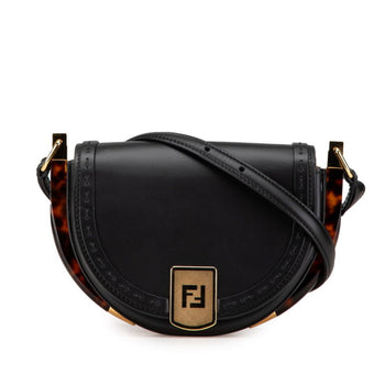 Fendi Moonlight Shoulder Bag 8Bt346 Black Brown Leather