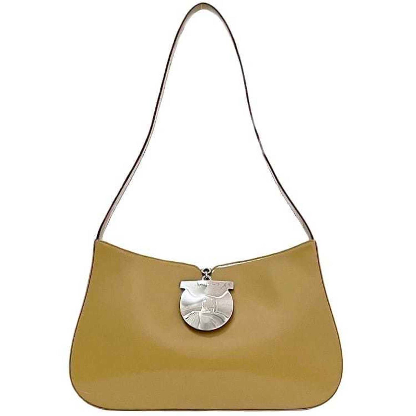Salvatore Ferragamo Bag Ec-23056 Beige Gancini Calf Leather Dd 21 82 C3 Handbag Metal Fittings