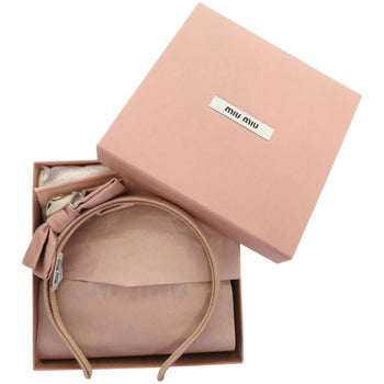 Miu Miu Miu Jeweled Ribbon Headband 04289 Satin Crystal Rayon F0770 Cammeo Pink Head Accessory 0464