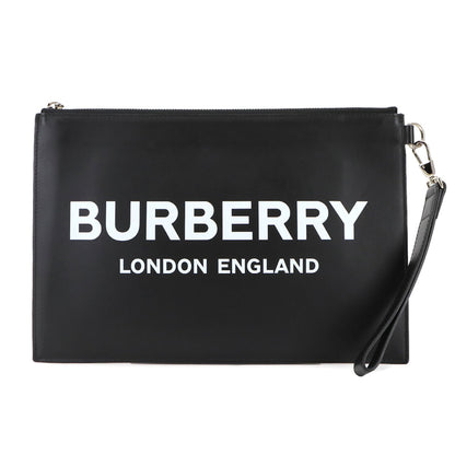 Burberry Print Clutch Bag In Black Leather
