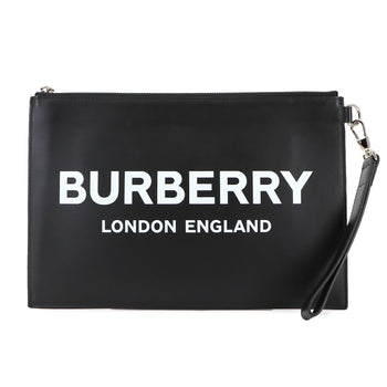 Burberry Print Clutch Bag In Black Leather