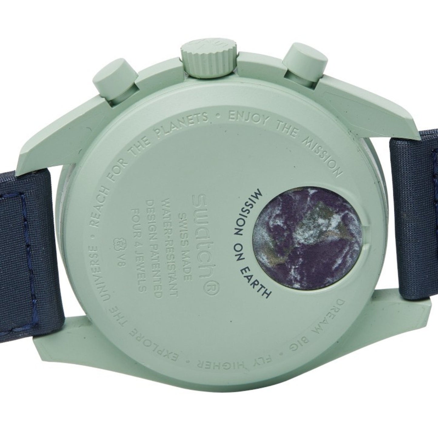 Omega X Swatch Moonswatch Mission On Earth Watch So33G100 Quartz Navy Dial Ceramic Nylon