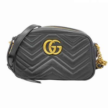 Gucci Gg Marmont Shoulder Bag 447632 Leather Black