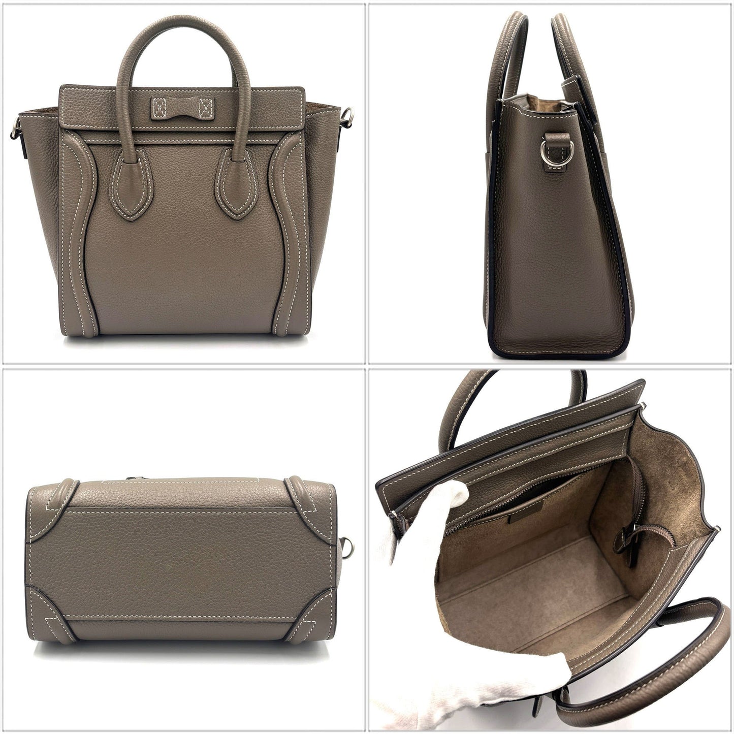 Celine Luggage Nano Shopper Greige Leather Handbag Shoulder Bag