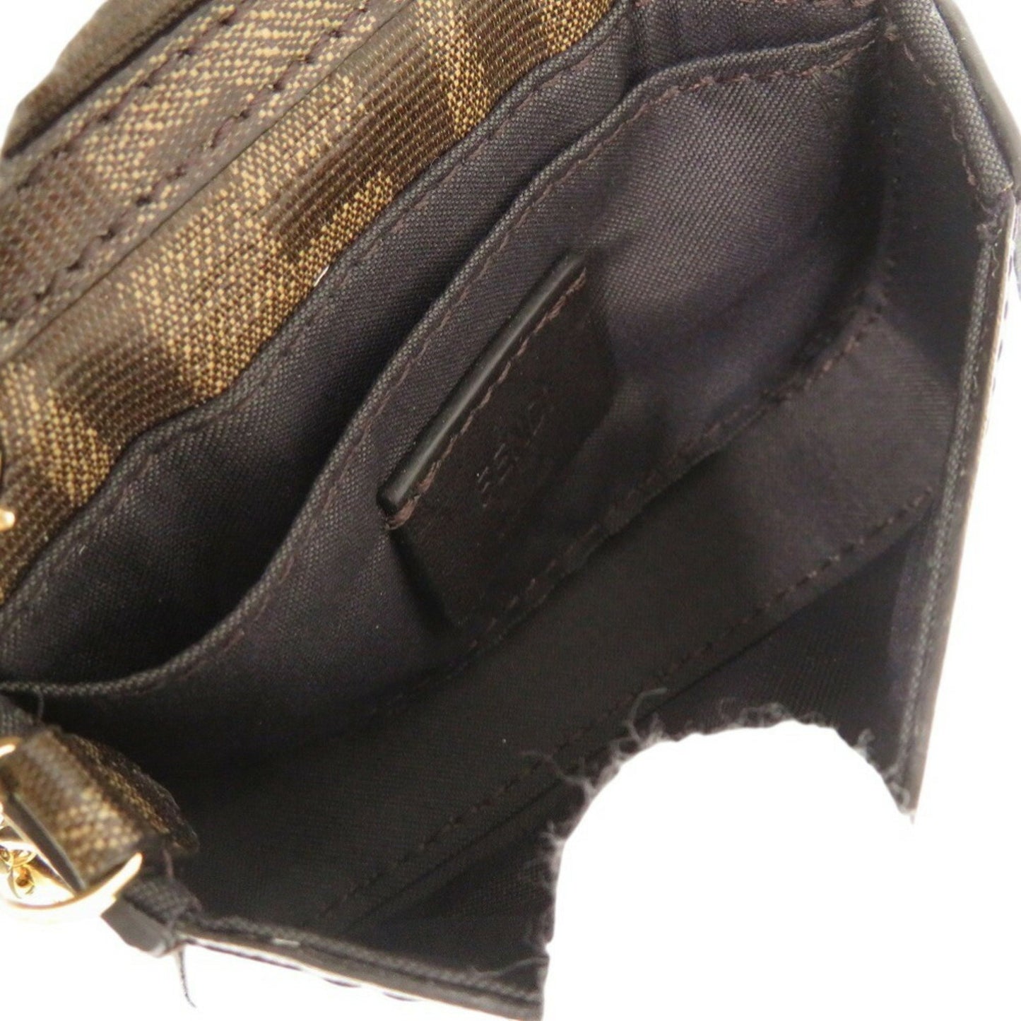 Like New Fendi Nano Baguette Charm 7Ar798 Pvc Brown Chain Shoulder Bag Pouch 0069Fendi