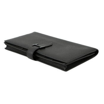 Hermes Herms Bearn Soufflet Long Wallet In Black