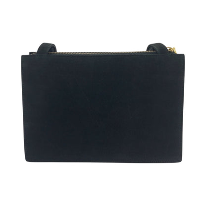 Gianni Versace Vintage Sunburst Black Suede Shoulder Bag With Gold Hardware