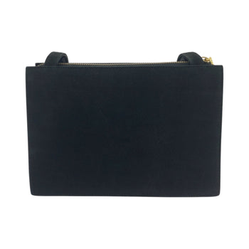 Gianni Versace Vintage Sunburst Black Suede Shoulder Bag With Gold Hardware