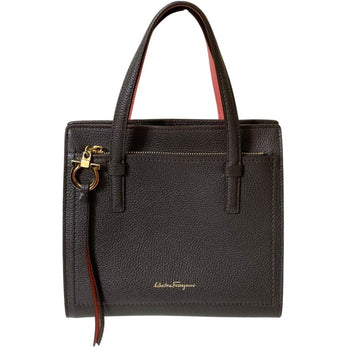 Salvatore Ferragamo Amy Gancini Handbag In Dark Brown