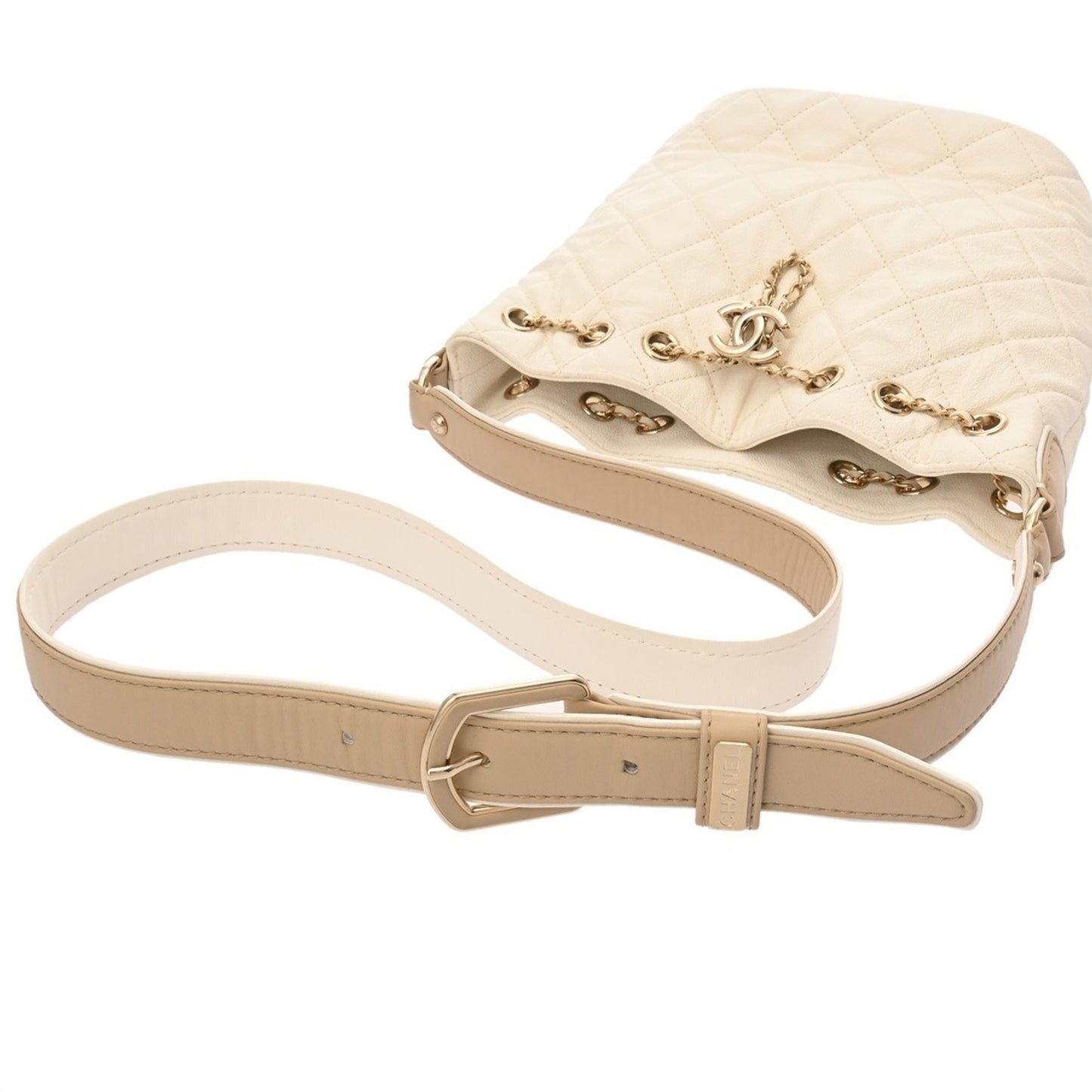 Chanel Matelasse White Women'S Soft Caviar Leather Shoulder Bag