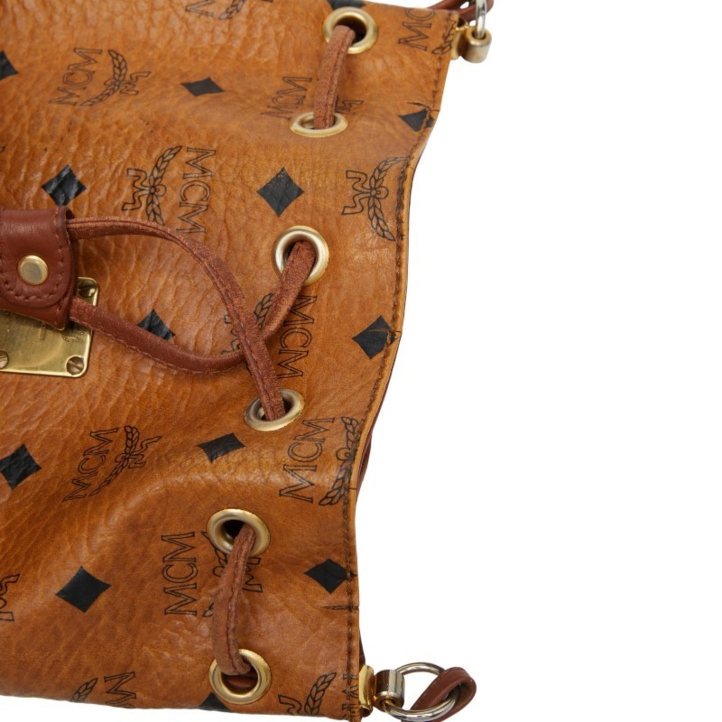 Mcm Visetos Logogram Shoulder Bag In Brown Leather