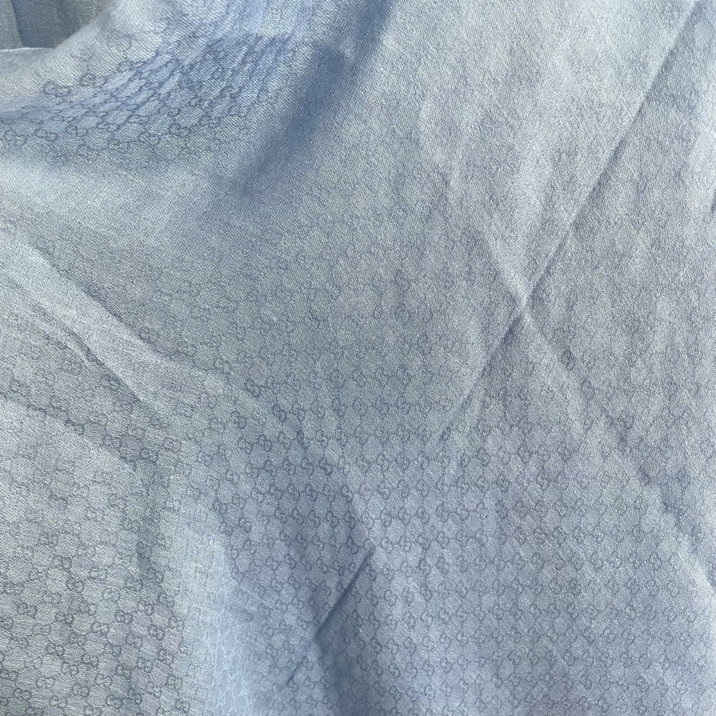 Gucci Gg Pattern Cashmere Blend Scarf Shawl Muffler Blue