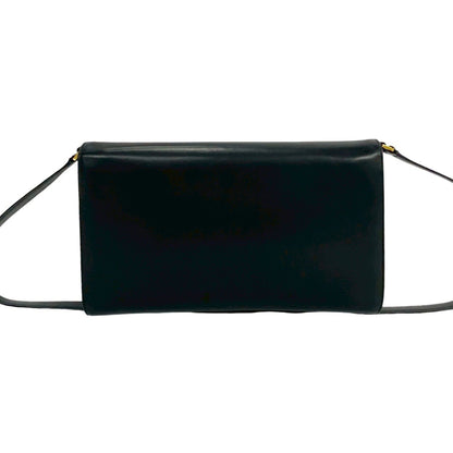 Gucci Vintage Gg Logo Hardware Leather Shoulder Bag/Clutch Bag Black 80100