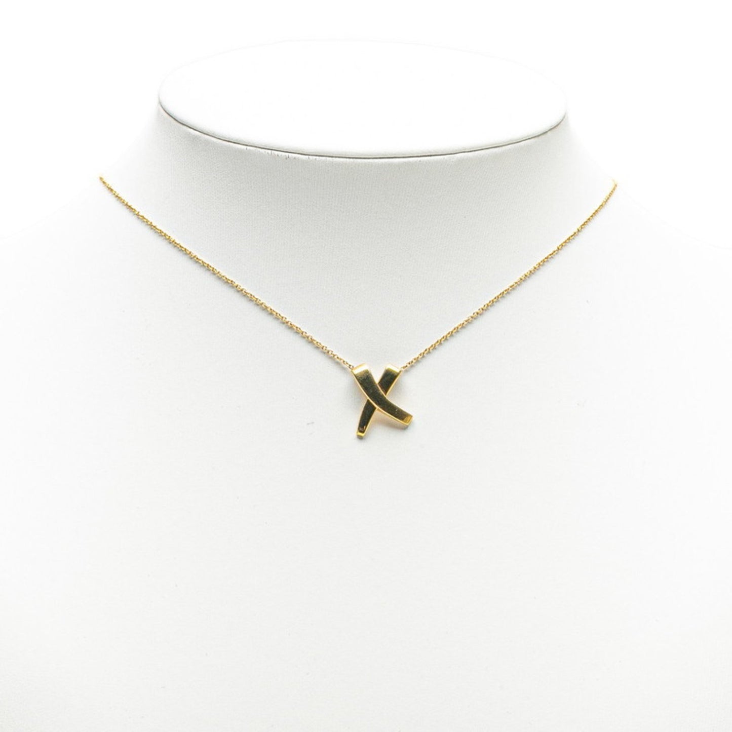 Tiffany & Co. Paloma Picasso Graffiti X Pendant Kiss Necklace In 18K Yellow Gold
