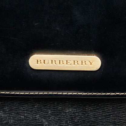 Burberry Nova Check Handbag Shoulder Bag 2Way Black Leather