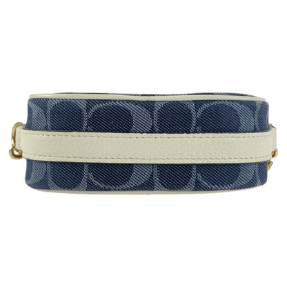 Coach Signature Navy/White Canvas/Leather Shoulder Bag