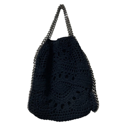Stella Mccartney Falabella Crochet Knit Handbag/Shoulder Bag In Black