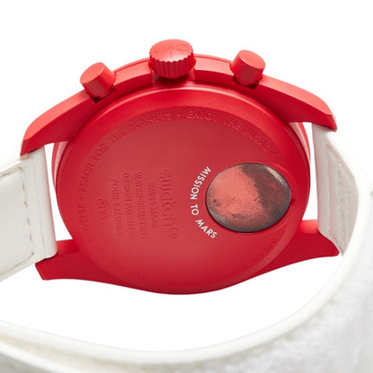 Omega X Swatch Moon Mission To Mars Wristwatch So33R100 Quartz White Dial Ceramic Nylon
