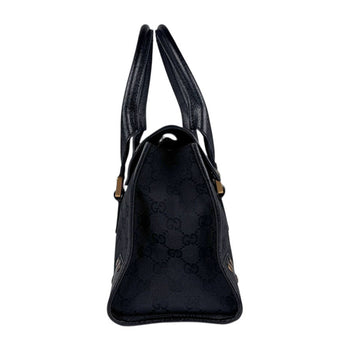 Gucci Handbag Gg Canvas Leather Black Bronze