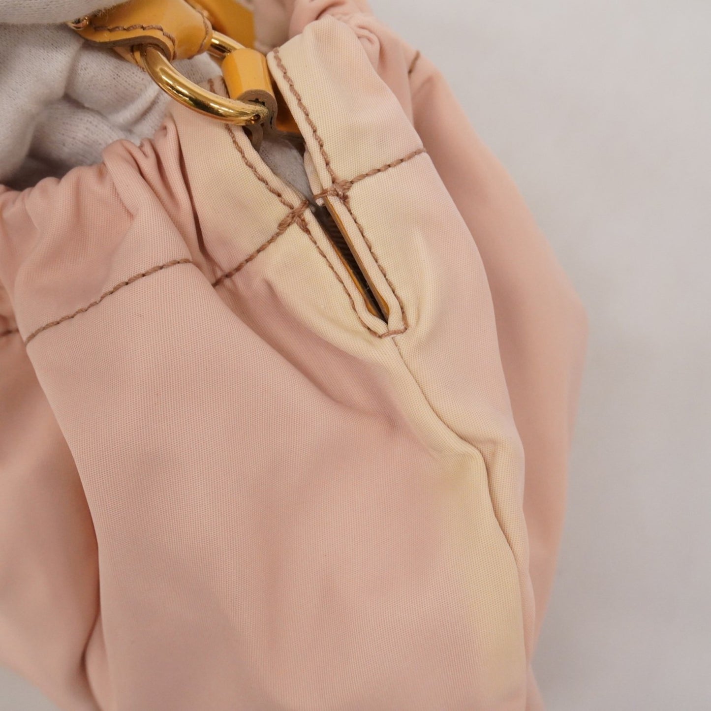 Salvatore Ferragamo Vara Nylon Enamel Handbag In Pink And Beige For Women