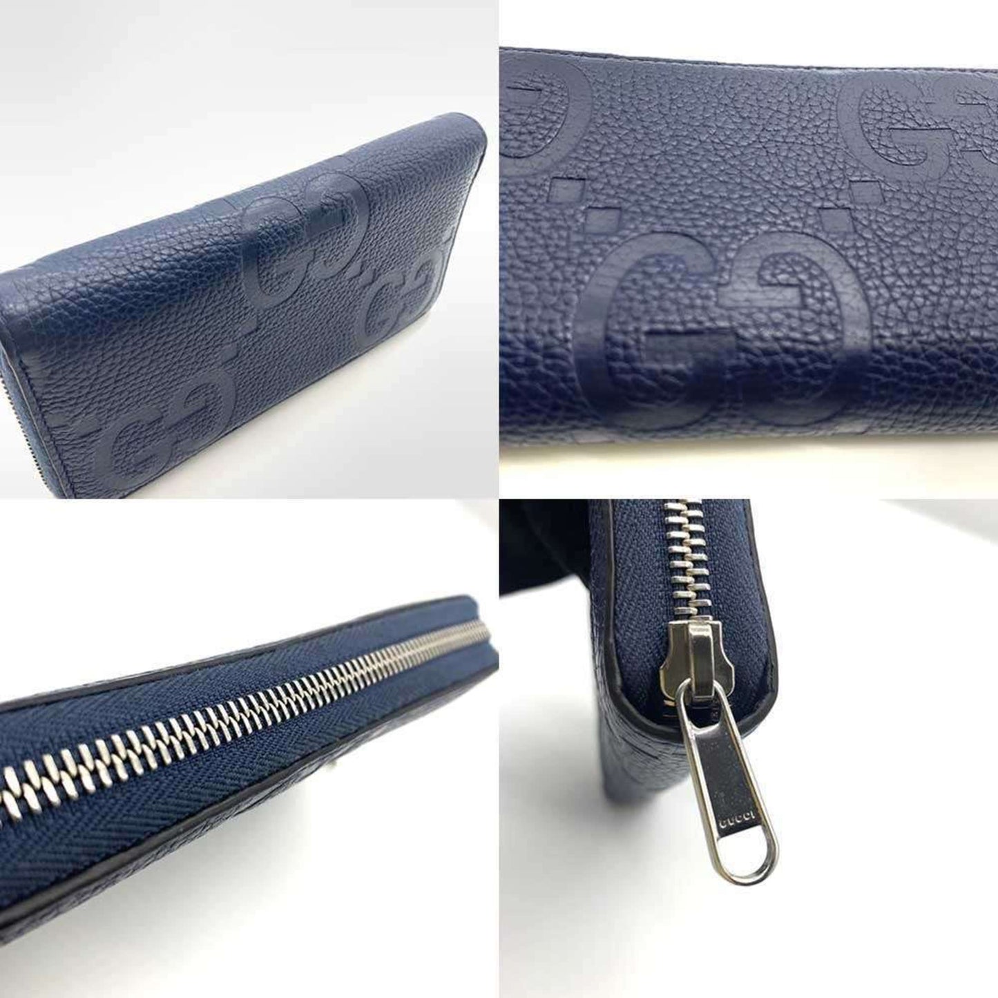 Gucci Long Wallet Jumbo Gg Round Leather Navy 825958 Gucci