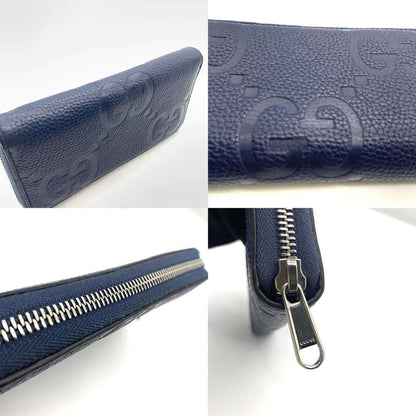 Gucci Long Wallet Jumbo Gg Round Leather Navy 825958 Gucci
