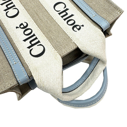 Chlo Chloe Woody Small Blue Canvas Shoulder Bag Handbag