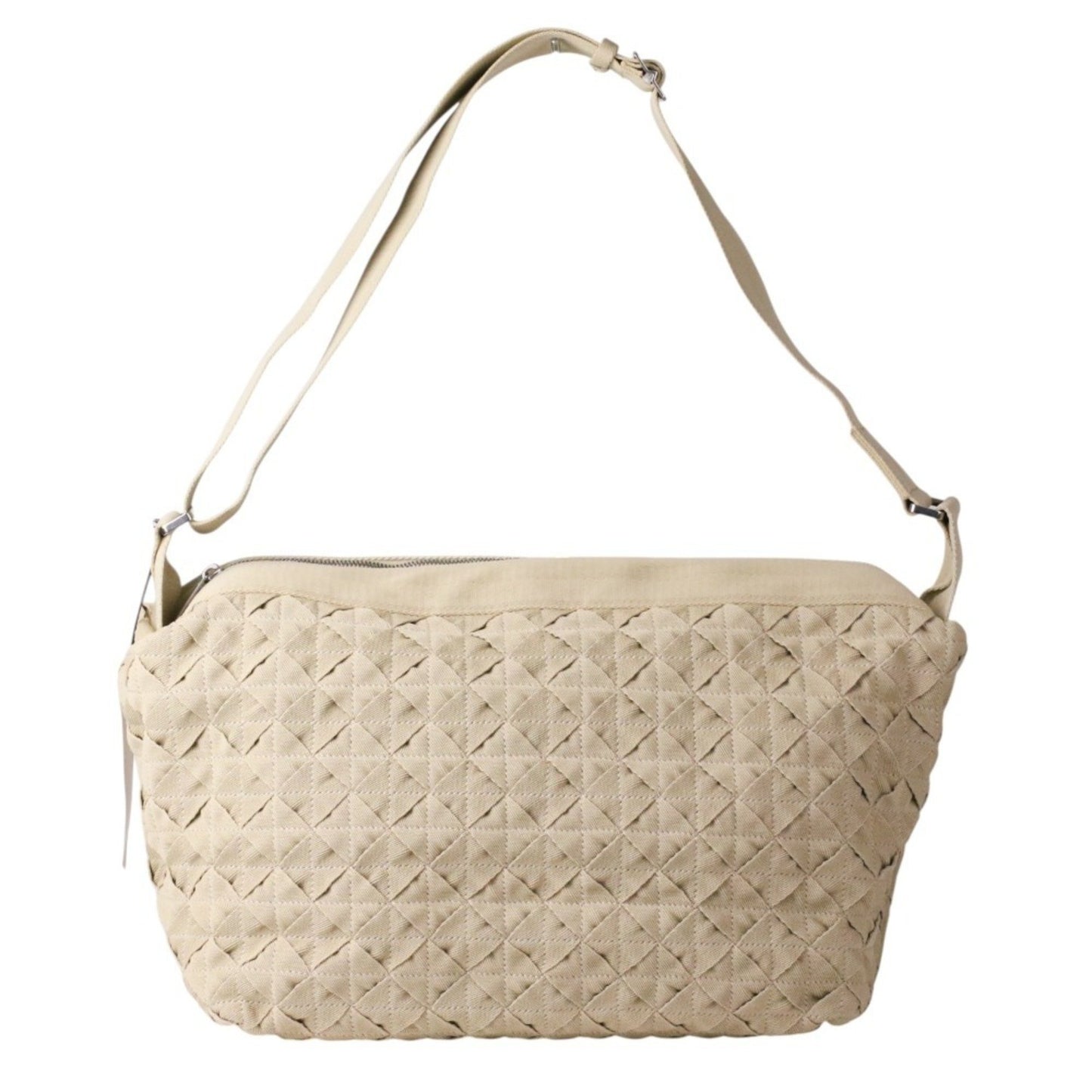 Bottega Veneta Bottega Veneta Intrecciato Webbing Line Canvas Shoulder Bag Beige