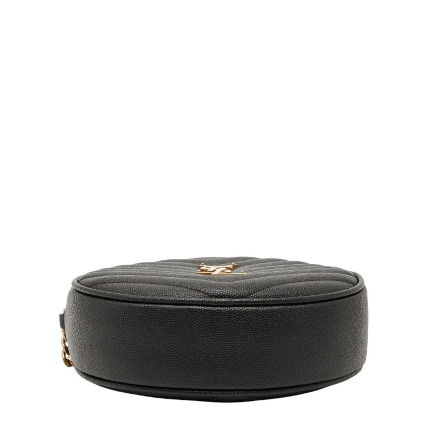 Saint Laurent Ysl Logo Vinyl Chain Shoulder Bag In Black Leather