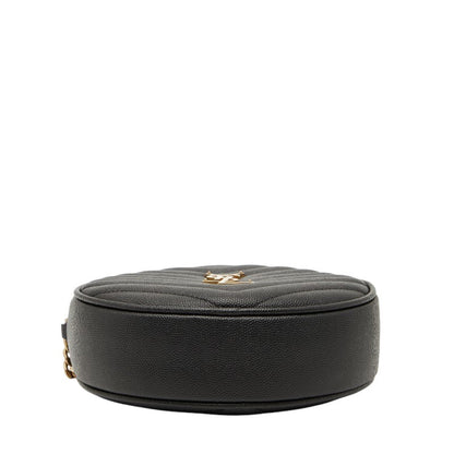 Saint Laurent Ysl Logo Vinyl Chain Shoulder Bag In Black Leather