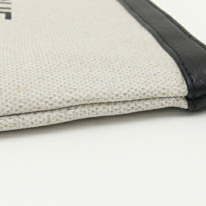 Saint Laurent Clutch Bag Rive Gauche 581369 Ivory Beige Black Pvc Leather Hand Strap Pouch