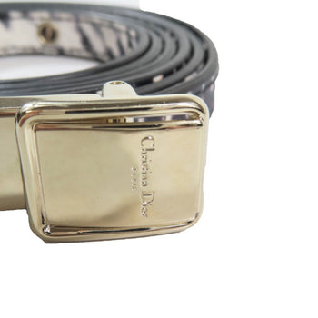 Christian Dior Leather Gold Hardware Logo Buckle Animal Print Narrow Belt All-Over Pattern Black