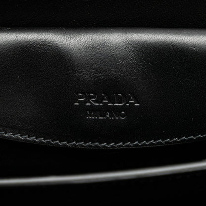 Prada Stitched Rim Handbag Shoulder Bag Br5138 Black Leather