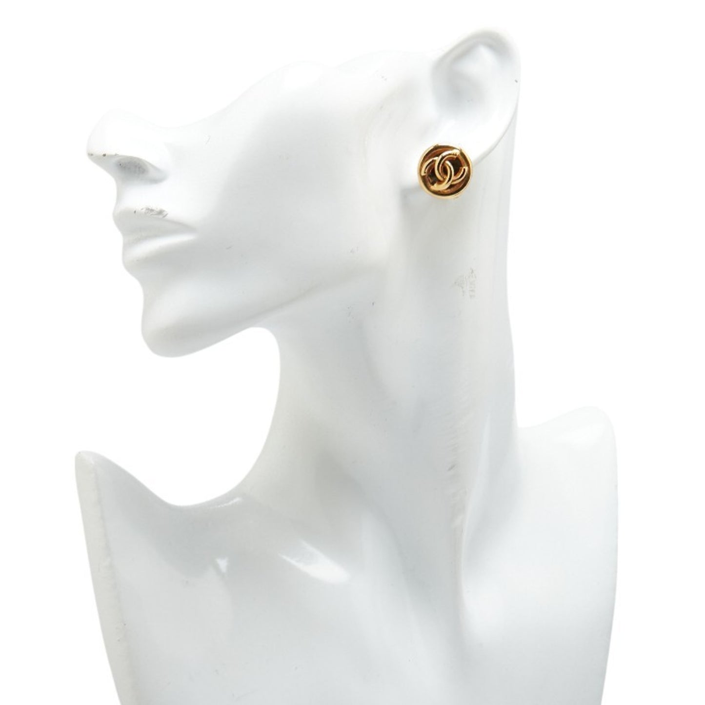Chanel Coco Mark Round Earrings Gold Plated