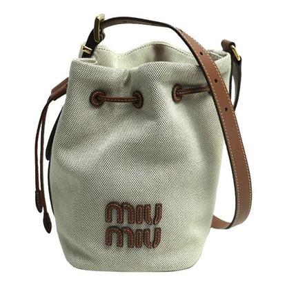 Miumiu Miu Bucket Bag Shoulder Beige/Brown 5Be090