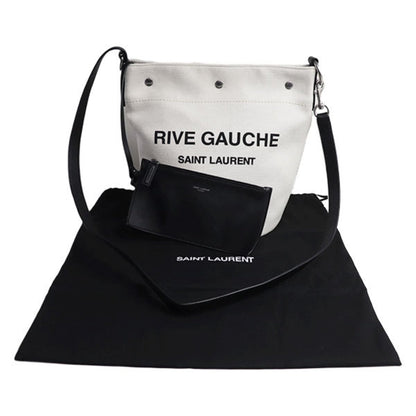 Yves Saint Laurent Rive Gauche Shoulder Bag White Black 669299-Faaaz-9024