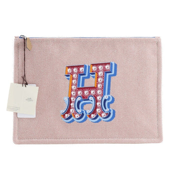 Hermes Hermes Yachting Gm Electric Pouch Flat Toile Orange