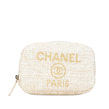 Chanel Deauville Pouch White Gold Tweed