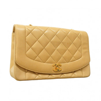Chanel Diana Matelasse Chain Shoulder Bag In Beige Lambskin