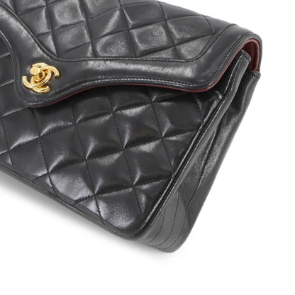 Chanel Matelasse Chain Shoulder Bag Leather Black Gold Metal Fittings