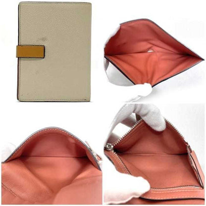 Loewe Bi-Fold Wallet Vertical Small Ec-23121 Beige Camel Brown Salmon Pink Anagram C660S87X01