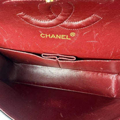 Chanel Chanel Matelasse 25 Double Flap Coco Mark Lambskin Quilted Shoulder Bag Black