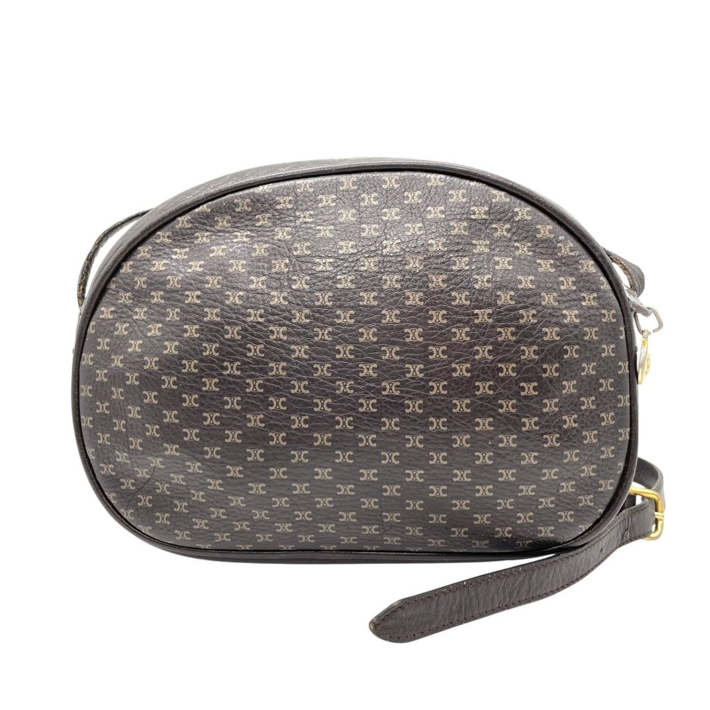 Celine Old Celine Macadam Triomphe Shoulder Bag In Brown Leather With Gold Hardware