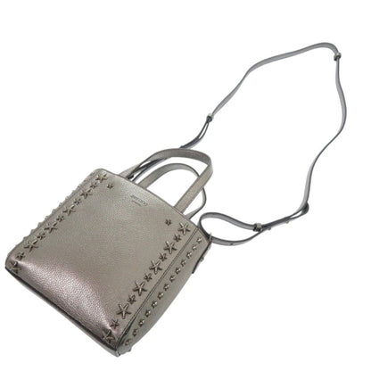 Jimmy Choo 2-Way Mini Pegasi Star Stud Handbag In Silver Leather