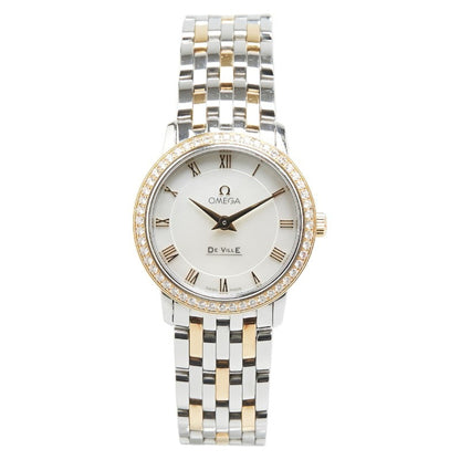 Omega De Ville Prestige Diamond Bezel Watch 413.25.27.60.05.001 Quartz White Dial Stainless Steel