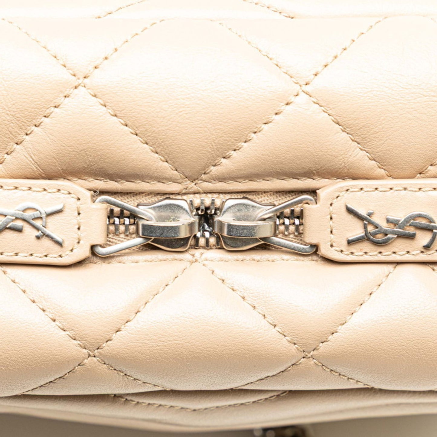 Saint Laurent Lulu Bowling Shoulder Bag 454317 Beige Leather